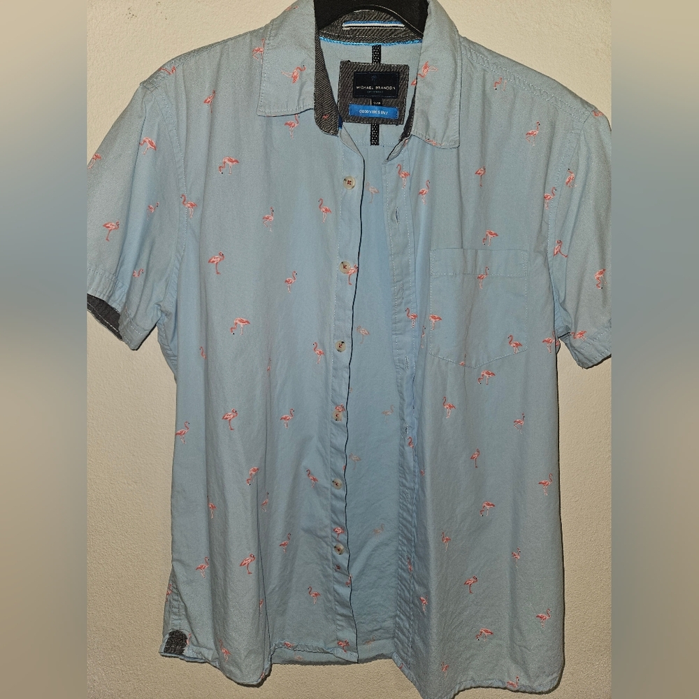 Michael Brandon Flamingo Button Up (STAINED)